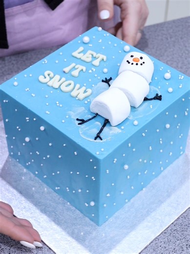 Brrrr its cold outside! 🥶🩵 6 inch square frost form kit, frost finisher, palette knife set and colourmill from frostform.com- use code FROSTLOVE10 for a discount at checkout #squarecake #wintercake #cakedecorating #cakedesign #biscoffcake