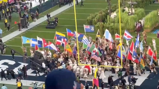 VI 🇻🇮 and other Caribbean flags flying big and bold during Bad Bunny’s Super Bowl LXI performance. | The Virgin Islands Consortium