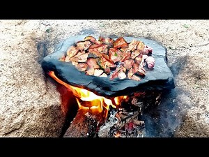 Primitive Cooking | Cooking On A Rock | The Village Fry