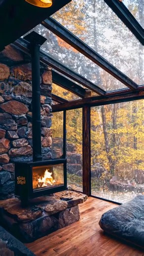 relaxinoffgrid | Rain | Relax | Calming videos on Instagram: "Autumnal bliss 🍂 🌧️ 🏡 🌳 . Could spend all day here. #autumn #rainyday #cozy #autumncolours #nature"
