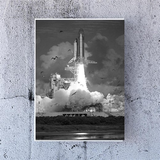 Vintage NASA Rocket Poster, Black White Space Print, Retro Rocket Wall Art, Space Photography, Sci Fi Decor, Minimalist Wall Art - Etsy