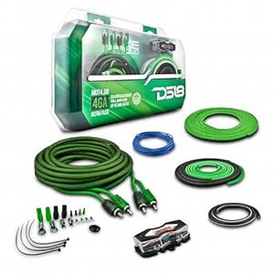 DS18 AKIT4.GR 4-GA Amplifier Installation Kit Up to 1680 Watts RMS, Mini-ANL Fuse Holder, Speaker & RCA Cables, CCA Amplifier Wiring Kit, Ultra Flex Wire, Amp Wire Kit, Amp Wiring Kit 4 Gauge - Green