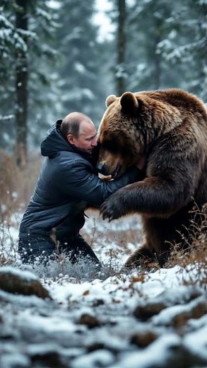 Vladimir Putin Fighting a Bear #vladimirputin #putin #trump #bear #ai #wildlife #shortvideo #shorts