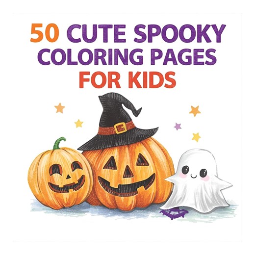 50 Cute Spooky Coloring Pages for Kids | Printable A4 Coloring Book - Etsy