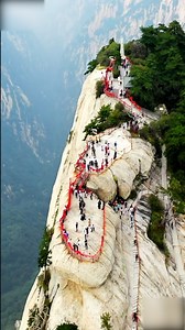 88K views · 10K reactions | Known as one of "the most dangerous mountains in China," Huashan Mountain, aka Mount Hua, in Shaanxi has entered its busiest travel season of the year. #Autumn #FunChina | China Plus Culture | Facebook