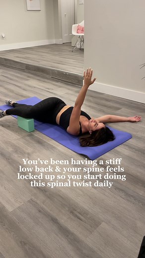 Spinal twists are highly beneficial if you experience low back stiffness and your spine feels locked up. These movements gently stretch and mobilize the spine, promoting increased flexibility and range of motion. They help release tension in the muscles surrounding the spine, including the lower back, which can become tight and restricted due to prolonged sitting or improper posture. Spinal twists also encourage circulation and oxygenation to the spinal discs and surrounding tissues, promoting h