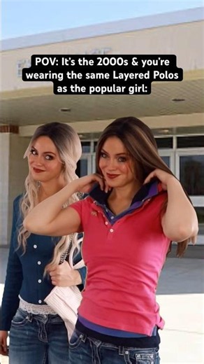 Wearing the same Layered Polo Shirts as the popular girl in the #2000s.. #nostalgia #2000sfashion