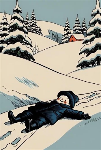 Use This Prompt - The subject lays on the ground and begins making snow angels