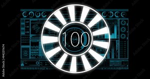 Loading progress bar animation over futuristic digital interface with data charts