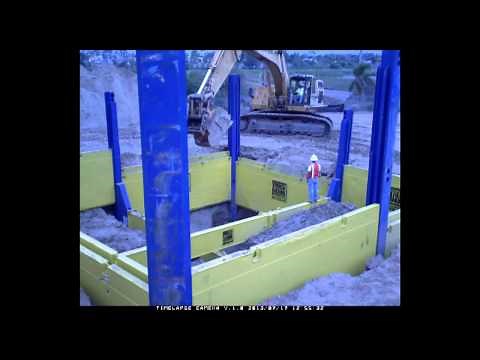 Trench Shoring Company SBH Slide Rail Installation - Time Lapse