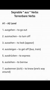 Seprable Verbs "aus " Terrenbare Verben. Follow For More. #germanlanguage #deutschland #deutschlernen #easygerman #deutschsprachelernen #germanlanguagecourse #de#deutschland #deutschkurs #deutschkurs #werbung #Pormotion | Easygerman01