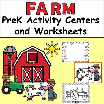 Farm PreK Activity Centers and Worksheets