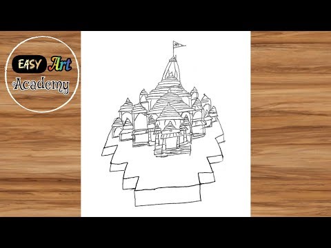 Ram Mandir Drawing Easy Step By Step || how to draw ram mandir in easy way