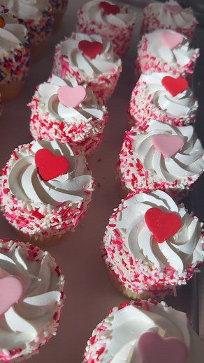 1.2K views · 26 reactions | Every season we decorate inspired holiday vanilla cupcakes for walk-in at our store front. If you would like to pre order please call our store front at 9517829200 walk ins are subject to availability. Happy valentines   #valentinescupcakes #valentinesdessert #heartcupcakes #italianmeringuebuttercream | Isabella's Cupcakes & More | Facebook