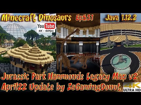 Jurassic Park Hammonds Legacy Map v2 April22 Update ZeGamingDonut 4K60FPS Minecraft Dinosaurs Ep531