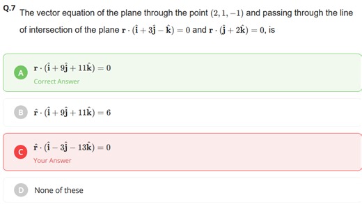 The vector equation of the plane through the point (2, 1, -1) a... | Filo