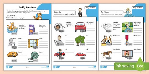 ESL Daily Routines Worksheet [Kids, A1-A2]