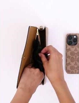 Coach - Refined Calf Leather Evie Long Wallet on Chain - Honey/Brass