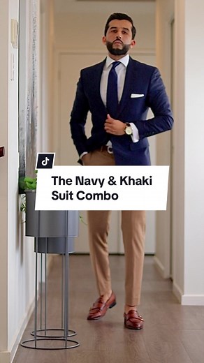 Classic Navy and Khaki Suit Combo for a Stylish Look