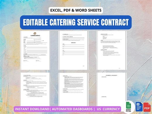 Editable Catering Contract Template | Food Service Agreement (PDF, DOC, Excel) - Etsy