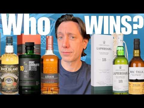 Blind Tasting Flight: Laphroaig 18, Port Charlotte 10, Ledaig Sinclair, Mac Talla 15, Rock Island
