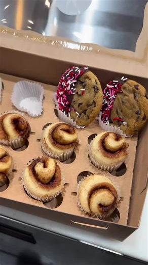 Our Variety Box is made for sharing 💕 A little bit of everything and just the right amount for two—perfect for date night, dessert for two, or treating someone you love. #cinnaholicvisalia #varietybox #sharethesweetness #dessertfortwo #treatyourself #sweettooth #freshbaked #madefromscratch #visaliaeats #centralvalleyeats #fresno #clovis #tulare #california