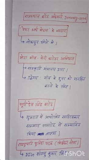 rajasthan current affairs january 2026 part 9//Rajasthan current affairs january 2026 part 9//#notes
