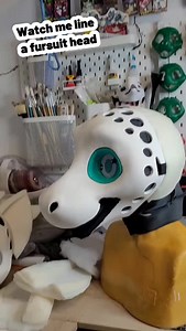 How I line a 3d printed fursuit head. Full video will be out when the whole fursuit is done. #fursuitmaker #fursuit #furry #fursuitmaking | Mugiwara Cosplay