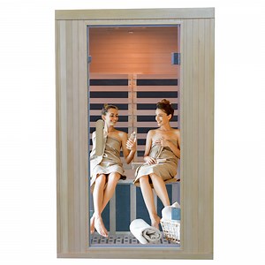 Soges Low EMF Home Infrared Sauna Room 2 Person, Wooden Canadian Hemlock 1650W Indoor Saunas Spa, Control Panel, Glass Door, Blue-Tooth, USB