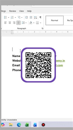 Qr Code Generate in Ms word 😱 #shorts #mswordtricks #msword #documents #youtubeshorts