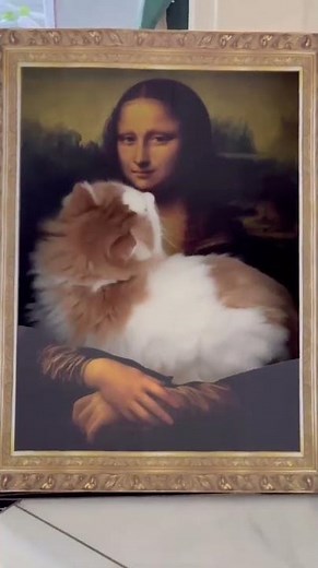 Cat Lounges on Mona Lisa Bed || ViralHog