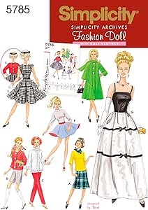Simplicity Vintage Fashion Doll Clothing Outfits Sewing Patterns for 11.5'' Dolls