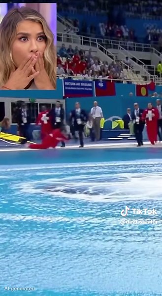 A 600lb professional diver takes an epic belly flop in an Olympic high diving event.