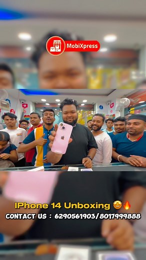 1.8K views · 467 reactions | iPhone 14 Unboxing 朗 Online Booking Number: 95933 47179 #iphone14 #mobiexpress #viral #iphone #offerprice | MobiXpress | Facebook