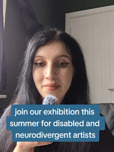 join our exhibition this summer in Sheffield celebrating the talent of neurodivergent and disabled artists. find the link in a bio to apply and as a nonprofit or policies goes towards the overheads to put on this event and provide low-cost opportunities for artists. don't have any work to submit? you are invited to come and view our exhibition this summer between the 12th and the 23rd of August. 🎨✨ VD: well is a femme white person with long dark hair eyeliner and nose piercings. they are wearin