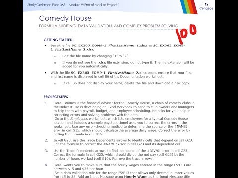 Shelly Cashman Excel 365 | Module 9: End of Module Project 1