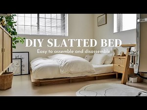 Slatted low bed made only from one-by and two-by lumbers 🛏️Easy to assemble and easy to take apart!