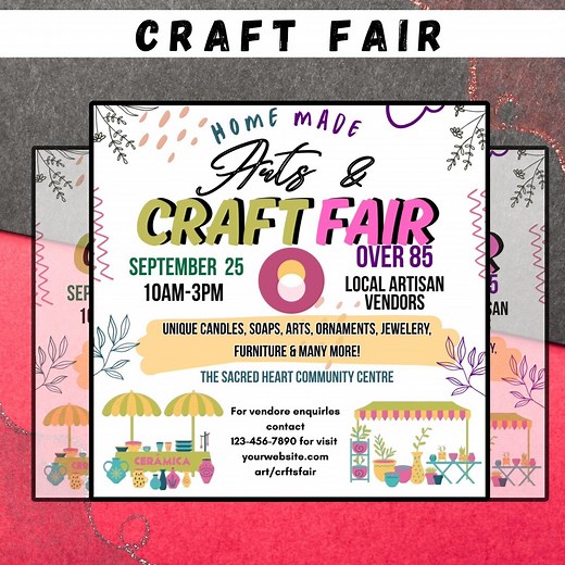 Editable Craft Fair Flyer Template | Vendor & Holiday Fair Event Poster | Fundraiser Boutique Market Canva Flyer Design - Etsy