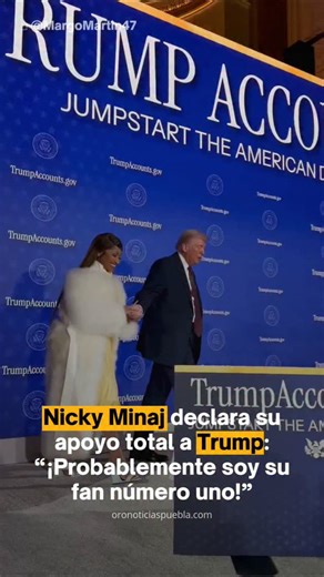 Oro Noticias Puebla on Instagram: "#Internacional 🗣️ Es como ver a Bellakath de la mano de Noroña: la rapera #NickyMinaj dio todo su apoyo al magnate #DonaldTump con su discurso en el evento Trump Accounts Summit. “Probablemente soy la fan número uno del presidente”, dijo. Nicky subió al escenario con el republicano y pronunció unas palabras de respaldo pese al odio recibido."