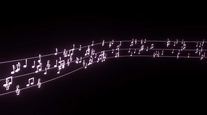 Animation of musical notes running with three lines
