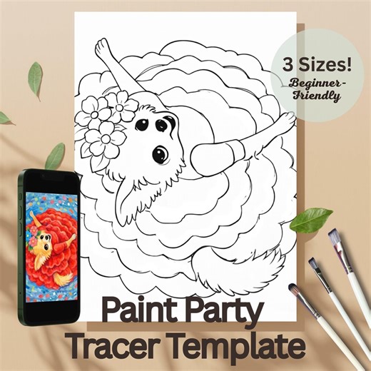 Cinco De Mayo Chihuahua DIY Paint Party Printable Tracer Pre-drawn Canvas Outline Sip & Paint Template Download 3 Sizes Beginner Friendly - Etsy