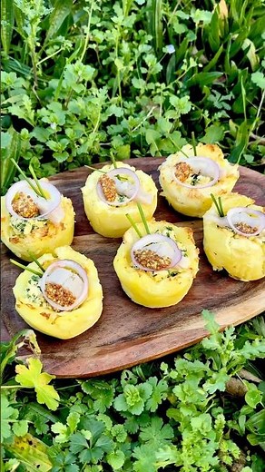 Potato Baskets with Egg, Herbs & Fish — Easy Party Snack!