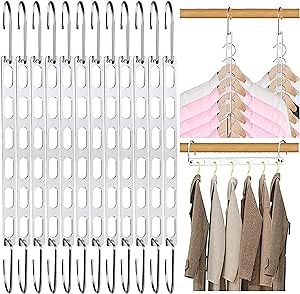 12 Pack Space Saving Hangers for Clothes, Collapsible Metal Hangers Organizer, Clothes Space Savers, Closet Organizers and Storage, Dorm Room Essentials