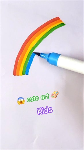 Cute Rainbow 🌈 coloring with Brush Pen for kids and toddlers #shorts #yt #drawing #rainbow #kids