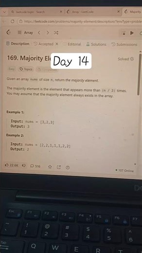 majority element solution #shorts