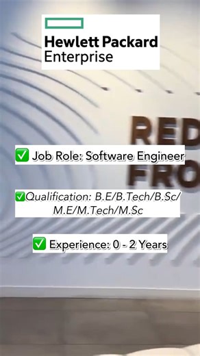 Freshersvoice Tamil | 🚀 HPE Recruitment 2025 – Software Engineer Hiring! Hewlett Packard Enterprise is hiring Software Engineers for... | Instagram