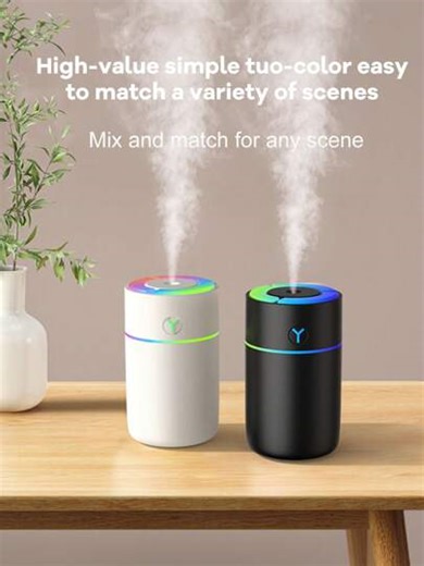 230ml High-Quality Essential Oil Diffuser, 5-In-1 Ultrasonic Aroma Diffuser Humidifier With Mist, USB Aromatherapy Cool Mist Humidifier With Timer, Auto Shut-Off, 7 Color Changing LED Lights, 5 Essential Oil Sets, Black & White Options, Suitable For Living Room, Bedroom, Bathroom, Plant Room, Nursery, Office, Large Room, Plug-In | SHEIN