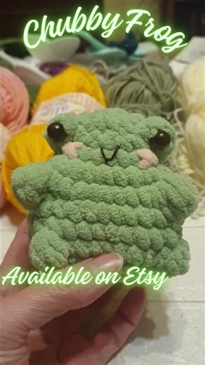 Available on Etsy 🐸 Easy No-Sew Chubby Frog Pattern 😍 #crochet #cute #frog #etsy #sale #pattern