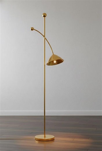 Mid-century Modern Brass Floor Lamp: Adjustable Reading Standing Light - Etsy