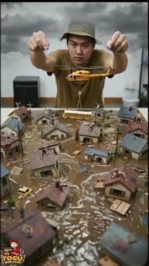 Miniature Flood Rescue Diorama